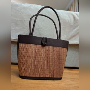 Elegant Brown and Tan Woven Women's Tote Bag